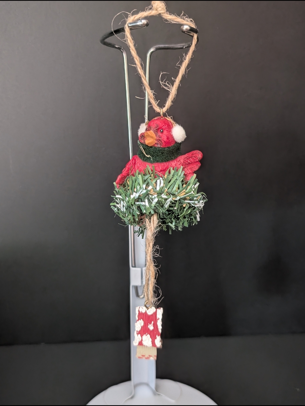 Red Cardinal Earmuffs Birdhouse Ornament 8-2026OT